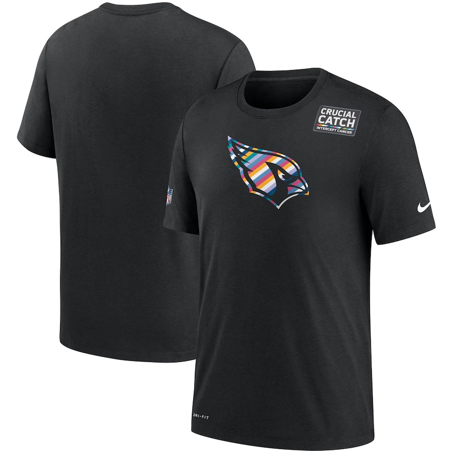 Men's Arizona Cardinals Black NFL 2020 Sideline Crucial Catch Performance T-Shirt Men's Arizona Cardinals Black NFL 2020 Sideline Crucial Catch Performance T-Shirt